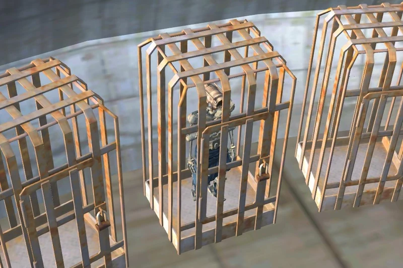 The prisoner cages inside the Tower of Abuse