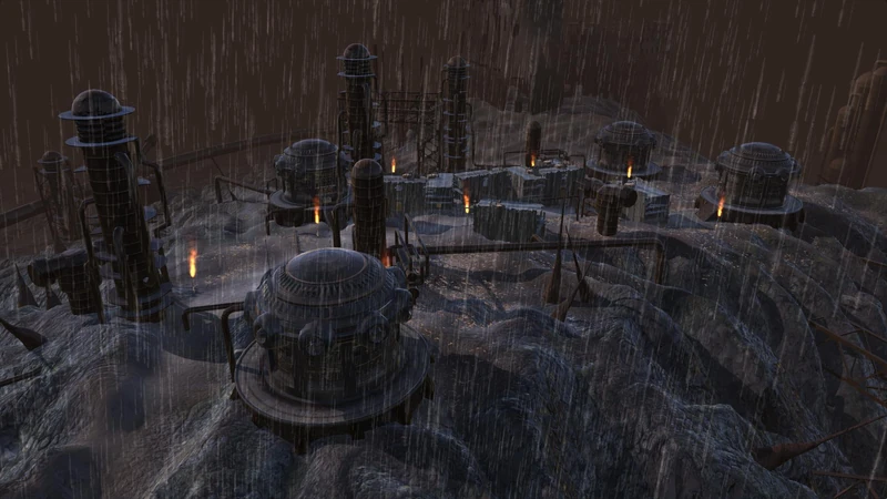 Black Desert City under acid rain — the whole place is domes