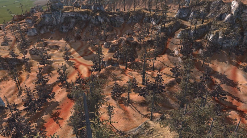 The desertified terrain of the valley's northern section