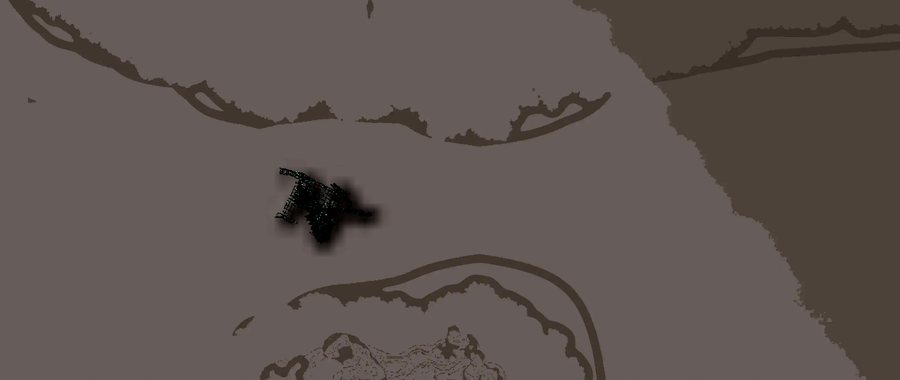 The arc at (13964, 29458) in the rebuilt world; the bottom edge is the world boundary.